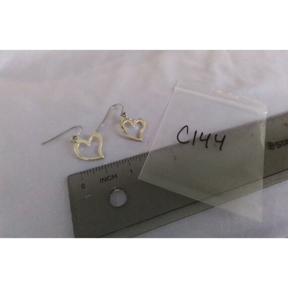 Gold Tone Heart-Shaped Dangle Earrings - Picture 4 of 4
